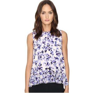 Kate Spade Pansy Sleeveless Blouse Garden Tea Party Preppy Quiet Luxury Cottage